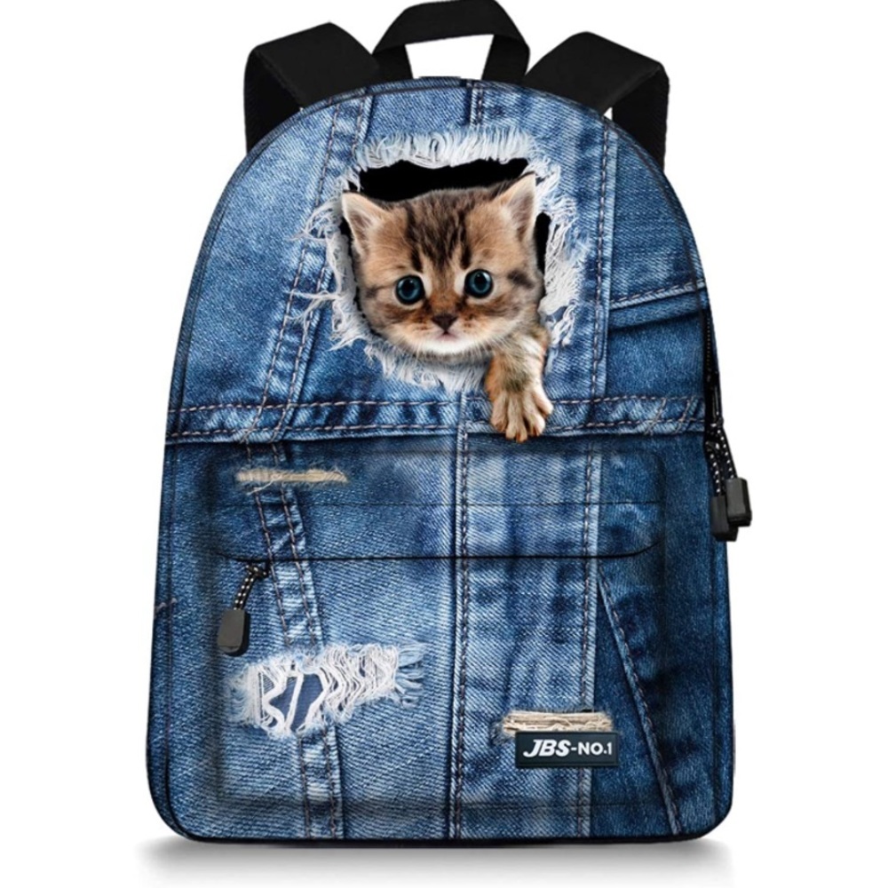 Cute Cat Backpack Canvas Books Bag